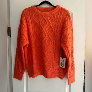 Daily Drills Cable Knit Sweater in orange, size xs/s